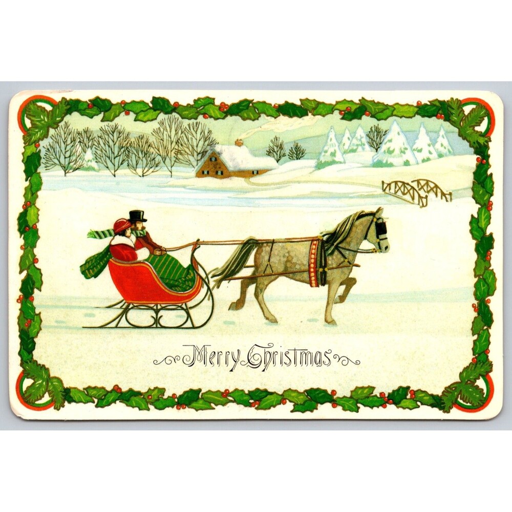Vintage 1978 Christmas Postcard Sleigh Ride Aunt Alice Auburn to Seattle WA 10c